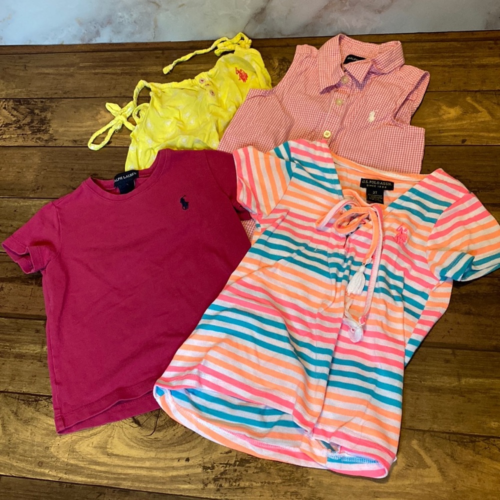 LOT: 4 Girls Ralph Lauren polo summer blouses and t shirt shirts